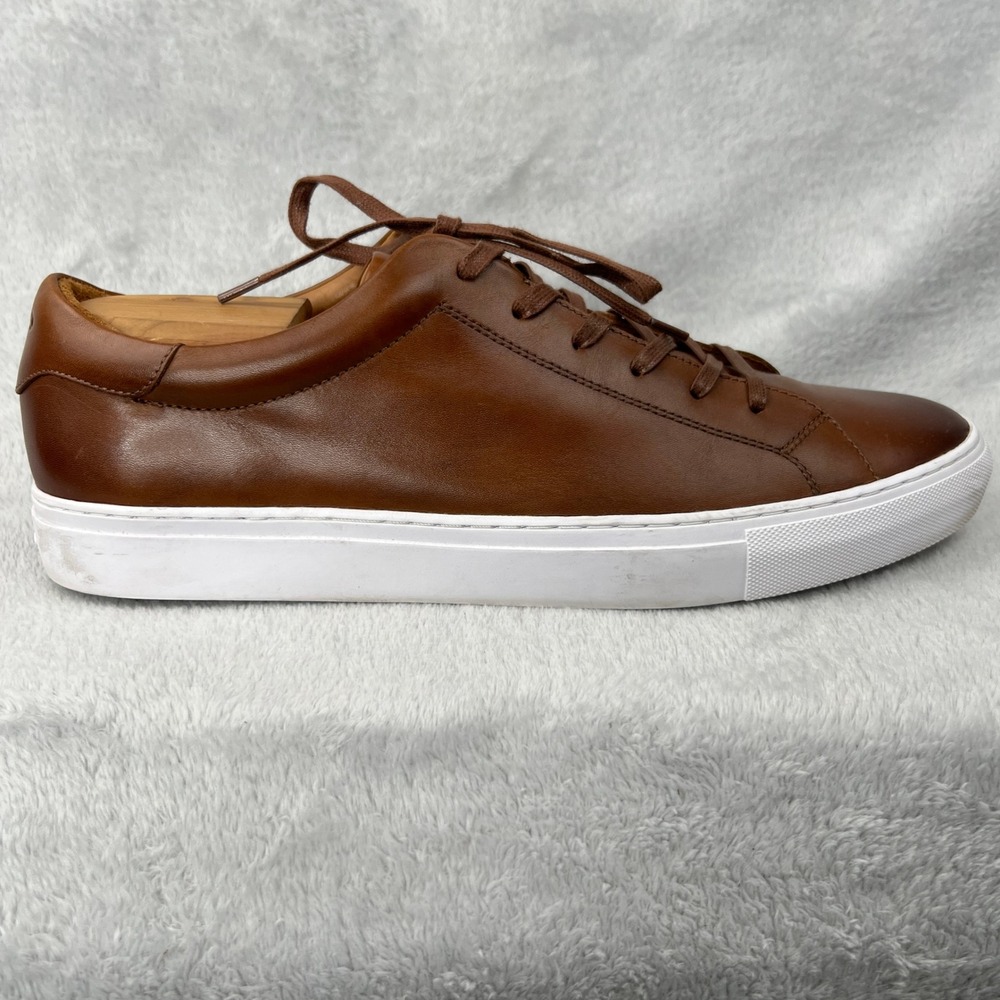 Polo Ralph Lauren Jermain II Leather Sneakers Size 11.5 Brown Men Low Top Casual - Picture 2 of 16